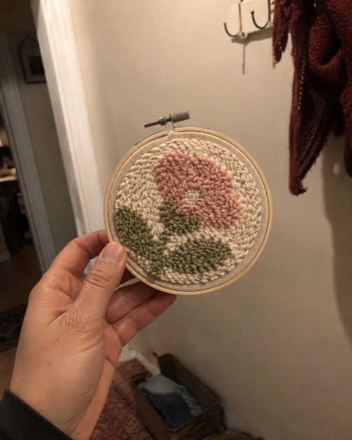 First finished punch needle hoop
