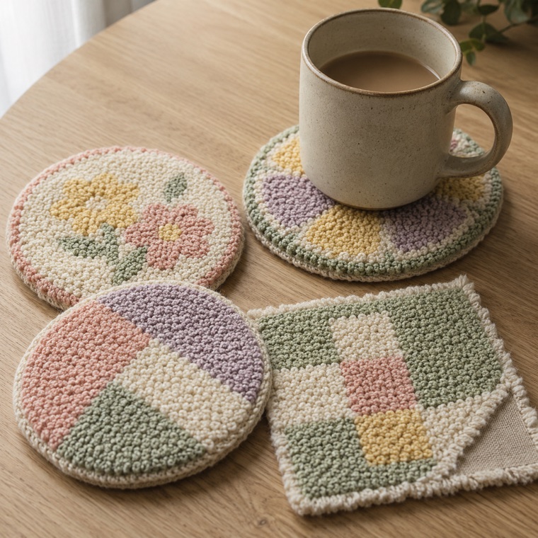 Punch needle coasters