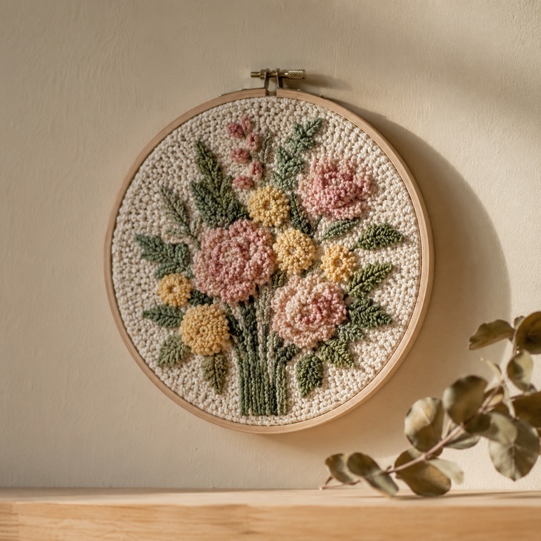 Small punch needle wall hoop