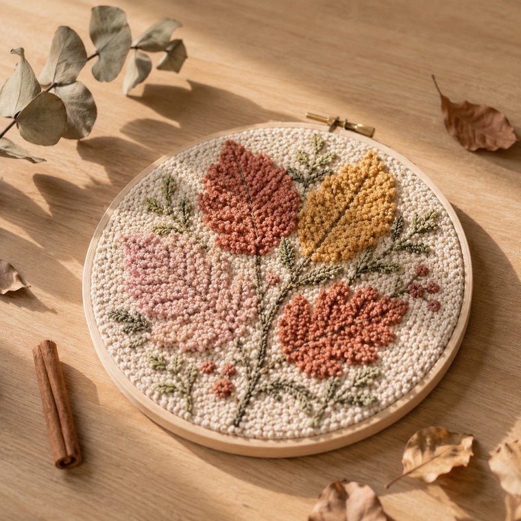 Seasonal punch needle piece